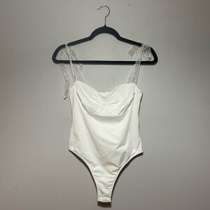 Organza Tie-Strap Sweetheart Bodysuit